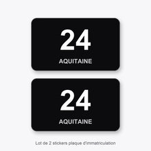 2 Stickers Autocollants Plaques Immatriculation Auto Dept 24 Aquitaine Noir Angles Arrondis