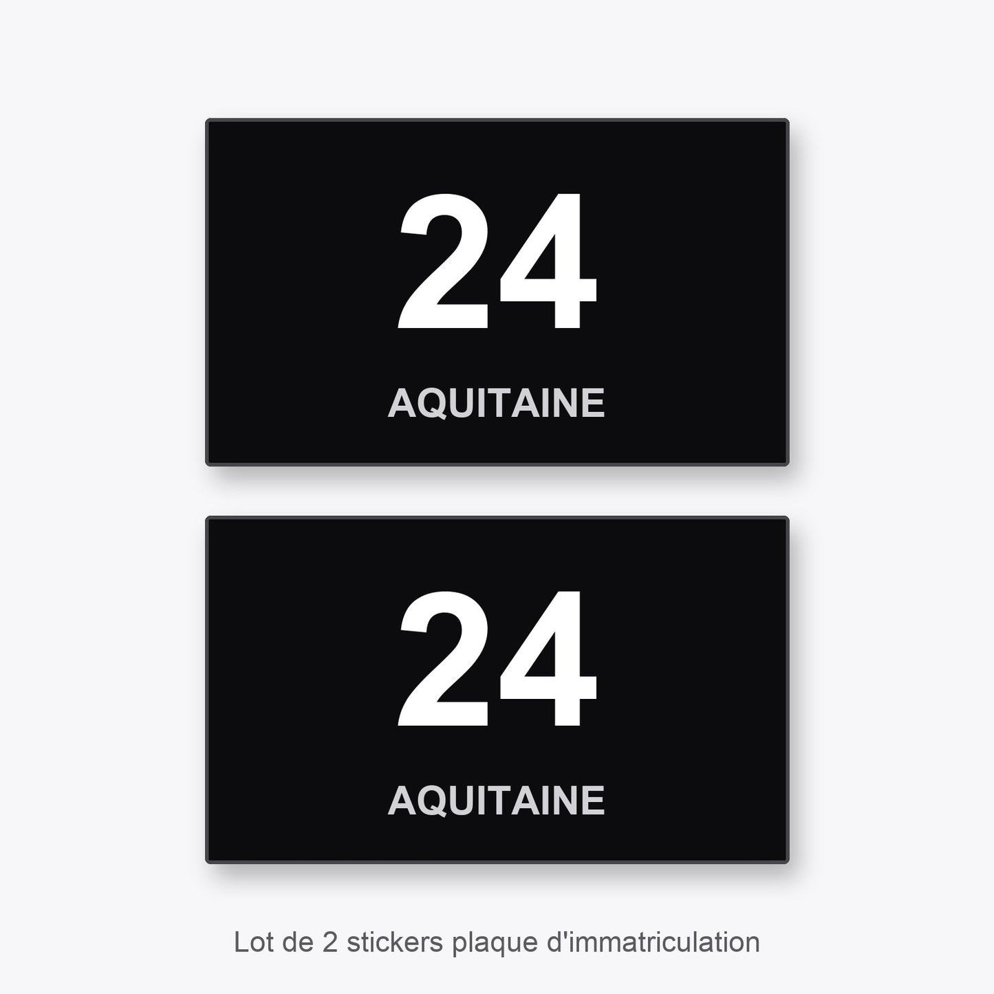 2 Stickers Autocollants Plaques Immatriculation Auto Dept 24 Aquitaine Noir Angles Carrés