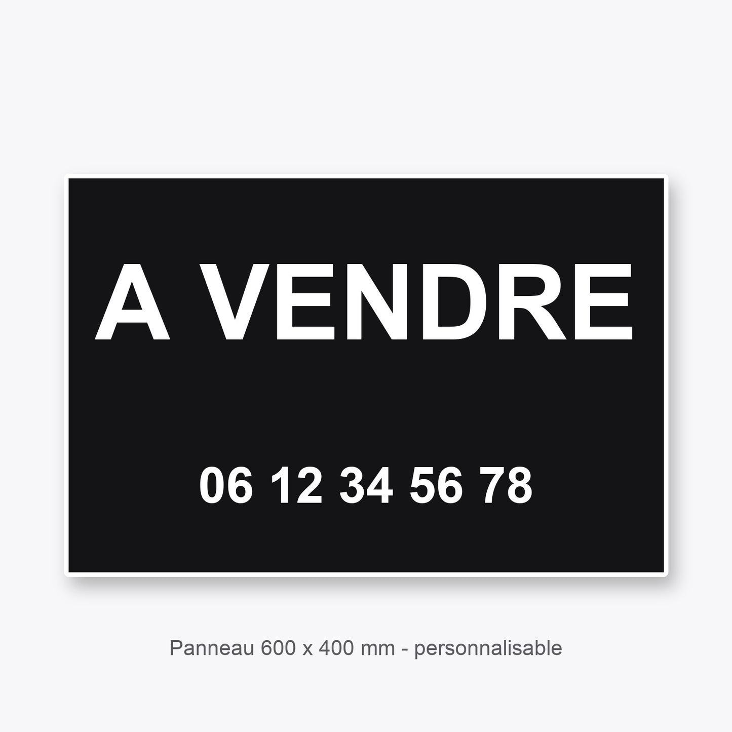 Panneau Personnalisable A VENDRE NOIR 600x400 mm