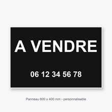 Panneau Personnalisable A VENDRE NOIR 600x400 mm