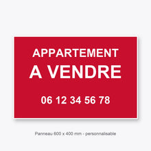 Panneau Personnalisable APPARTEMENT A VENDRE ROUGE 600 x 400 mm