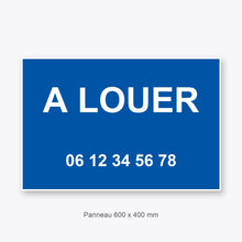 Panneau A LOUER BLEU 600 x 400 mm