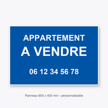 Panneau Personnalisable APPARTEMENT A VENDRE BLEU 600 x 400 mm