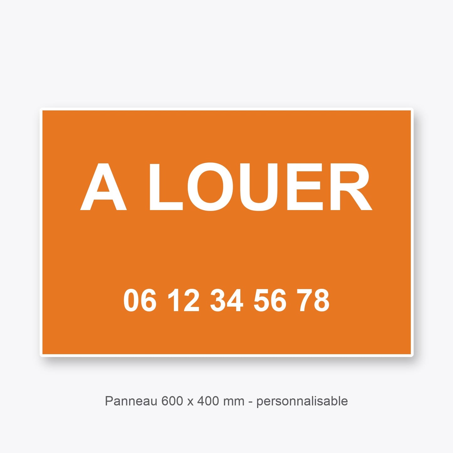 Panneau Personnalisable A LOUER ORANGE 600x400 mm