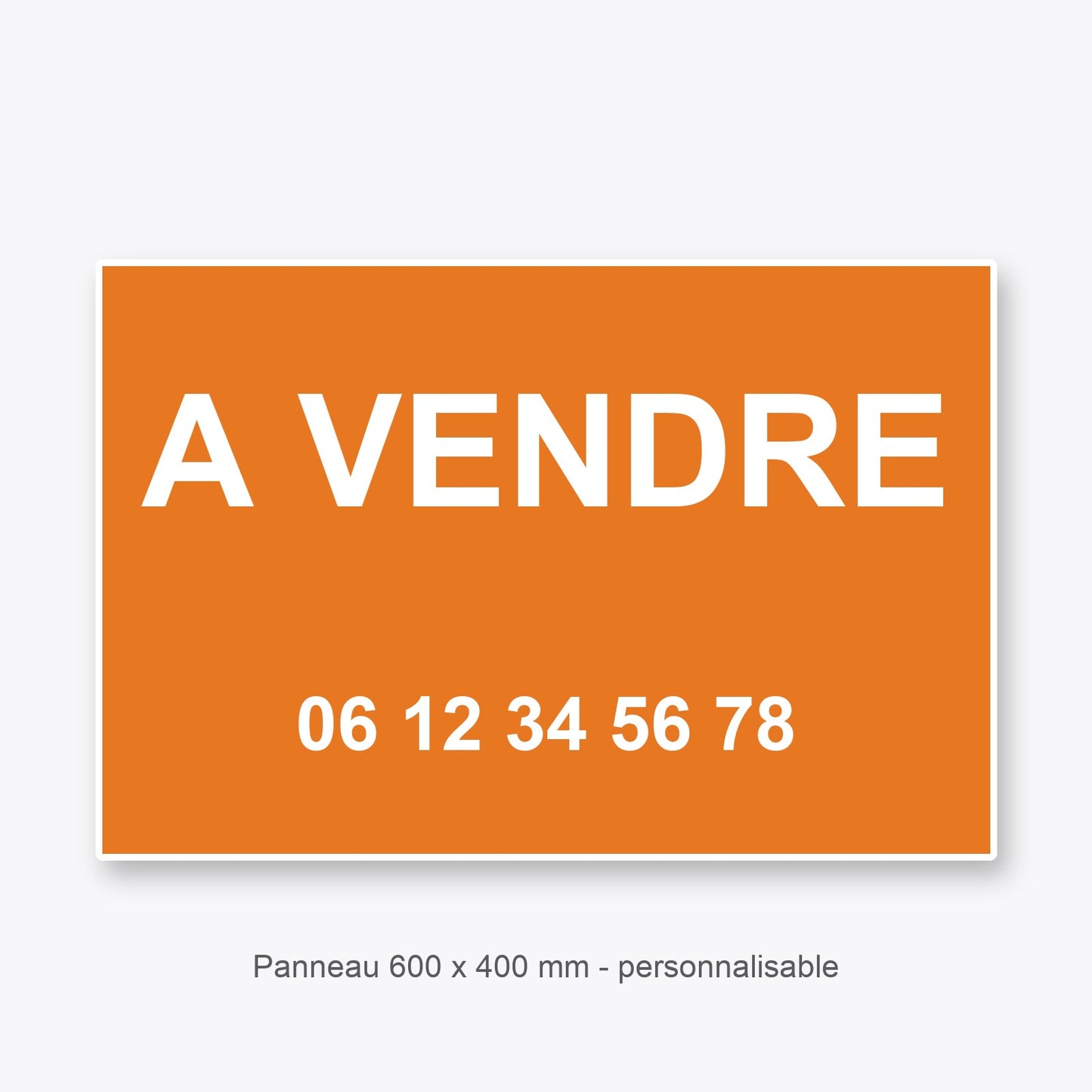 Panneau Personnalisable A VENDRE ORANGE 600x400 mm
