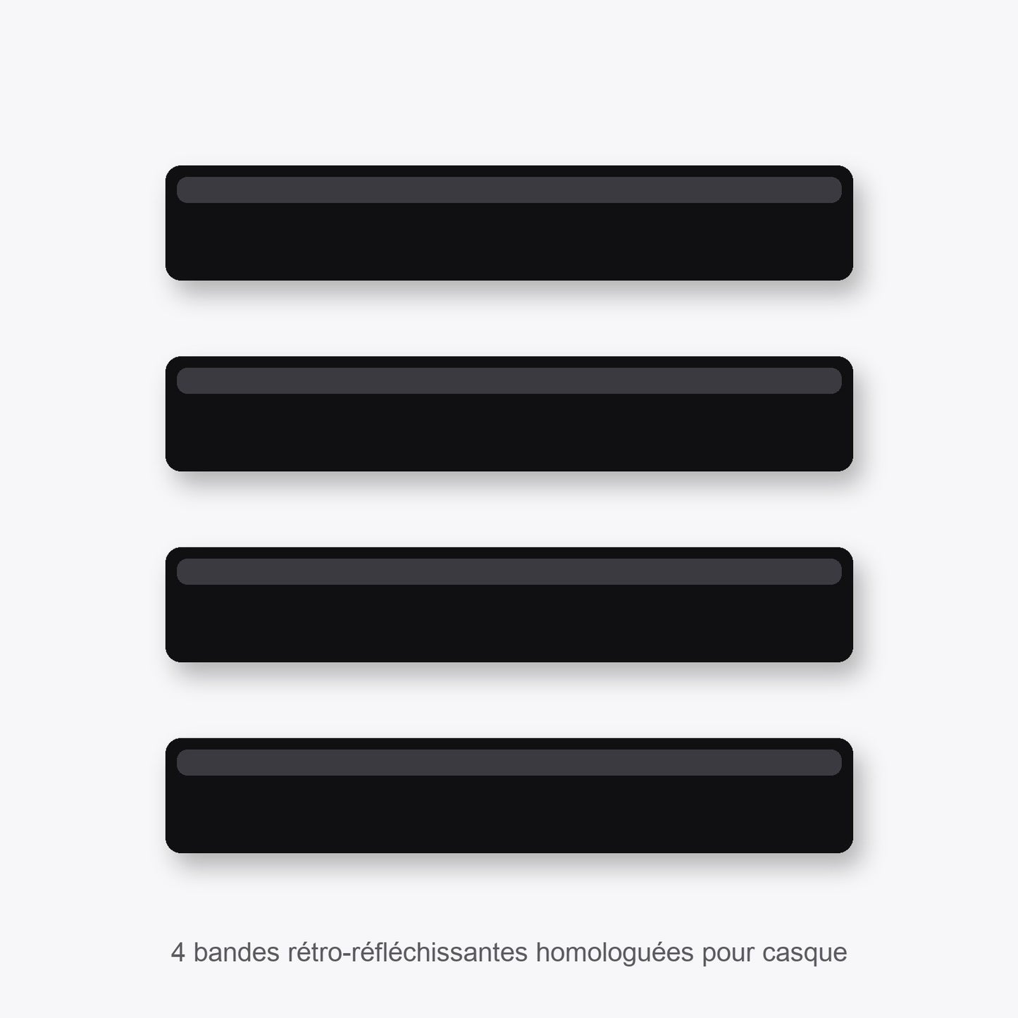 Kit 4 Bandes Stickers Noirs Rétro Réfléchissants pour Casque Moto - Autocollants Homologués