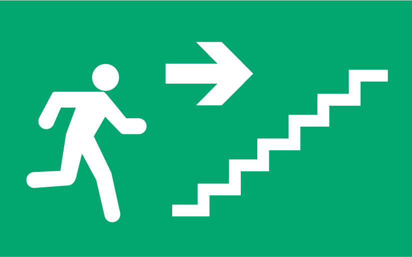 Autocollant Stickers Diamètre 24x8cm  Evacuation escalier droite