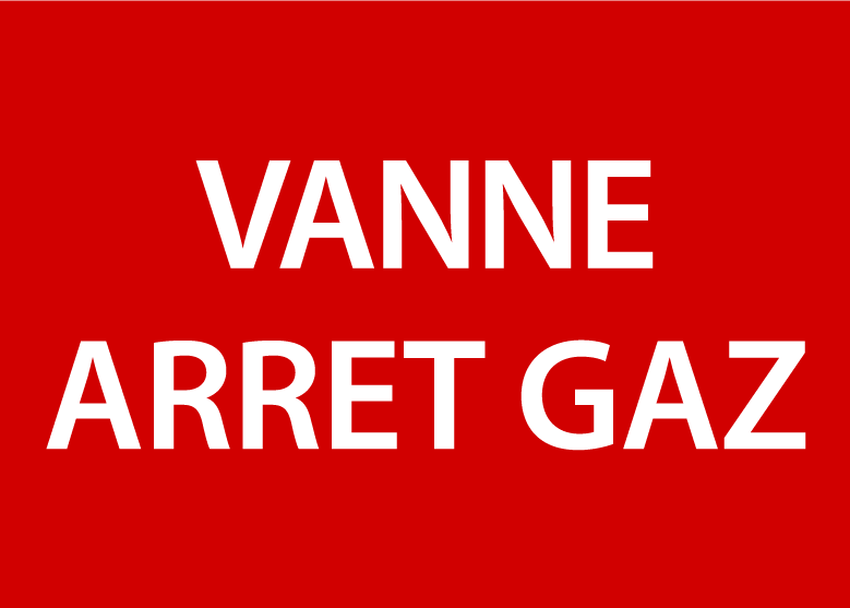 Panneau PVC 3mm 12x16cm Vanne Arrêt Gaz