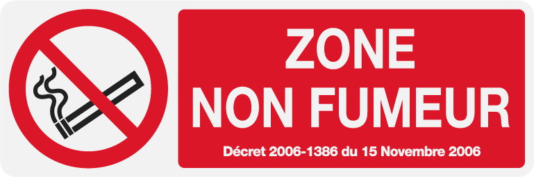 Panneau PVC Diamètre 10x30cm Zone non fumeur rectangle épaisseur 3mm