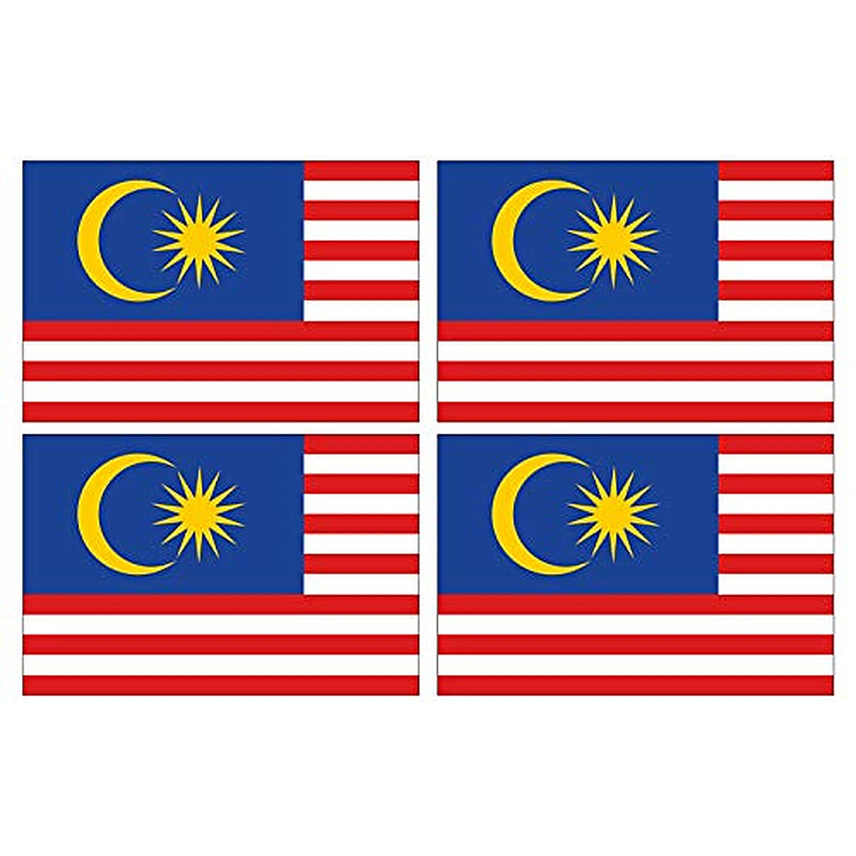 Supstick Lot de 4 Autocollants Stickers Drapeau de Pays Nation Malaisie Format 12x8cm