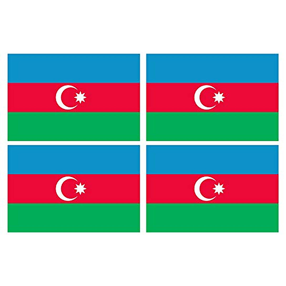 Supstick Lot de 4 Autocollants Stickers Drapeau de Pays Nation azerbaidjan Format 12x8cm