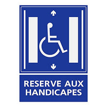 Supstick Autocollants Stickers Handicapé - Personne à mobilité réduite Ascenseur réservé aux handicapés 7,5x10cm