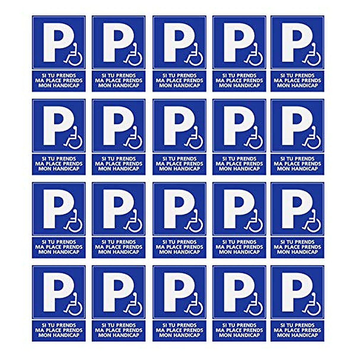 Supstick Lot de 20 Autocollants Stickers Handicapé - Personne à mobilité réduite si tu Prends ma Place, Prends Aussi Mon