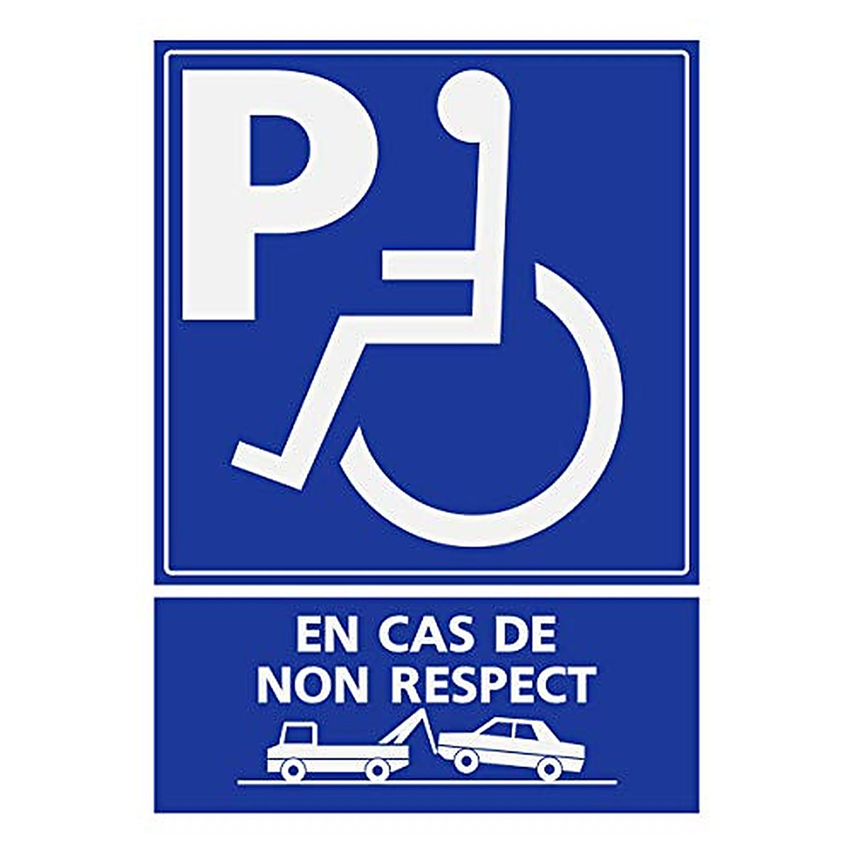 Supstick Autocollants Stickers Handicapé - Personne à mobilité réduite stationnement enlèvement en Cas de Non Respect 9x