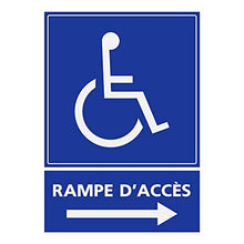 Supstick Autocollants Stickers Handicapé - Personne à mobilité réduite Rampe d’accès flèche Droite 9x12cm