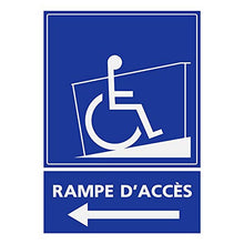 Supstick Autocollants Stickers Handicapé - Personne à mobilité réduite Rampe d’accès flèche vers la Gauche 9x12cm