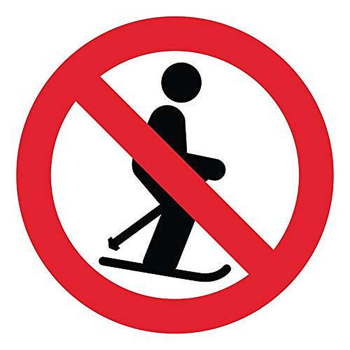 Autocollant Stickers Interdit de Skier Diamètre 15x15cm