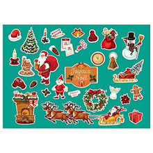 SupStick Planche de Stickers Autocollants Noël - Format A4 - Père Noel, Sapin, Traineau - 32 Stickers pour Les fêtes de 