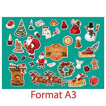 SupStick Planche de Stickers Autocollants Noël - Format A3 - Père Noel, Sapin, Traineau - 32 Stickers pour Les fêtes de 