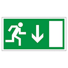 Supstick Autocollant Stickers Sortie de Secours flèche directionnelle vers Le Bas Format 25x13cm