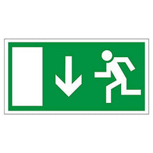 Supstick Autocollant Stickers Sortie de Secours flèche directionnelle vers Le Bas Format 15x8cm