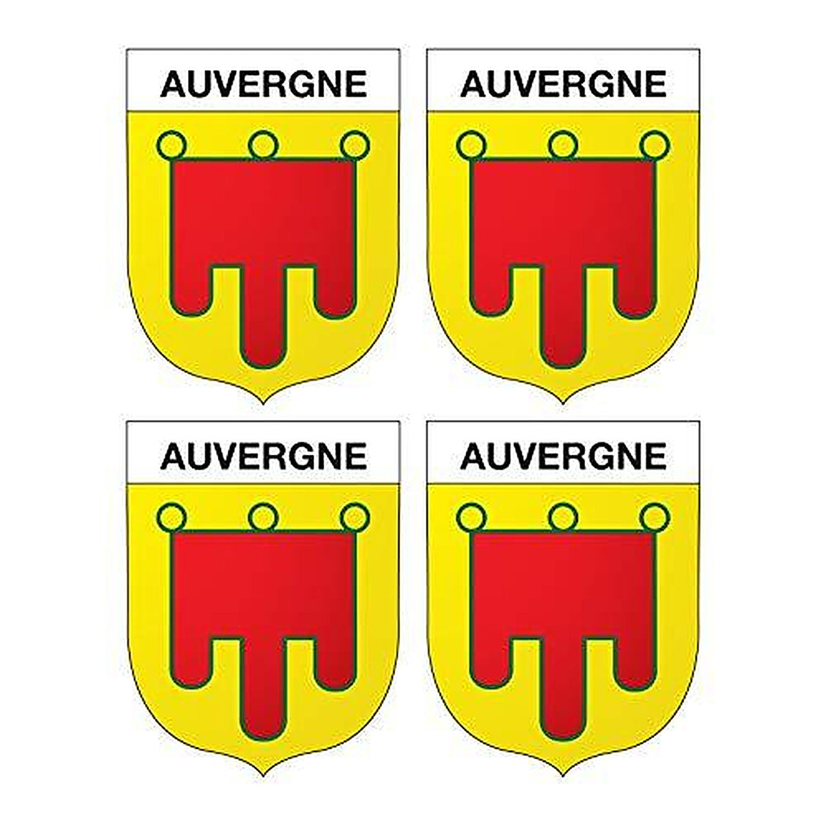 Supstick Lot de 4 Autocollants Stickers Blason de région département Auvergne Format 5x4cm