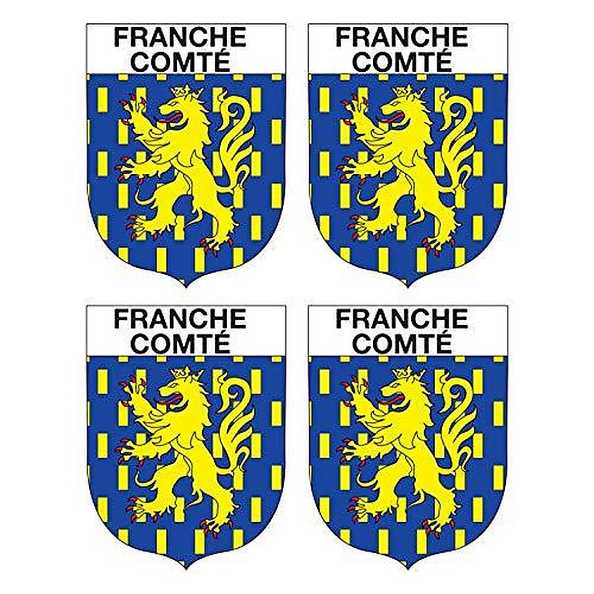 Supstick Lot de 4 Autocollants Stickers Blason de région département Franche Comté Format 5x4cm