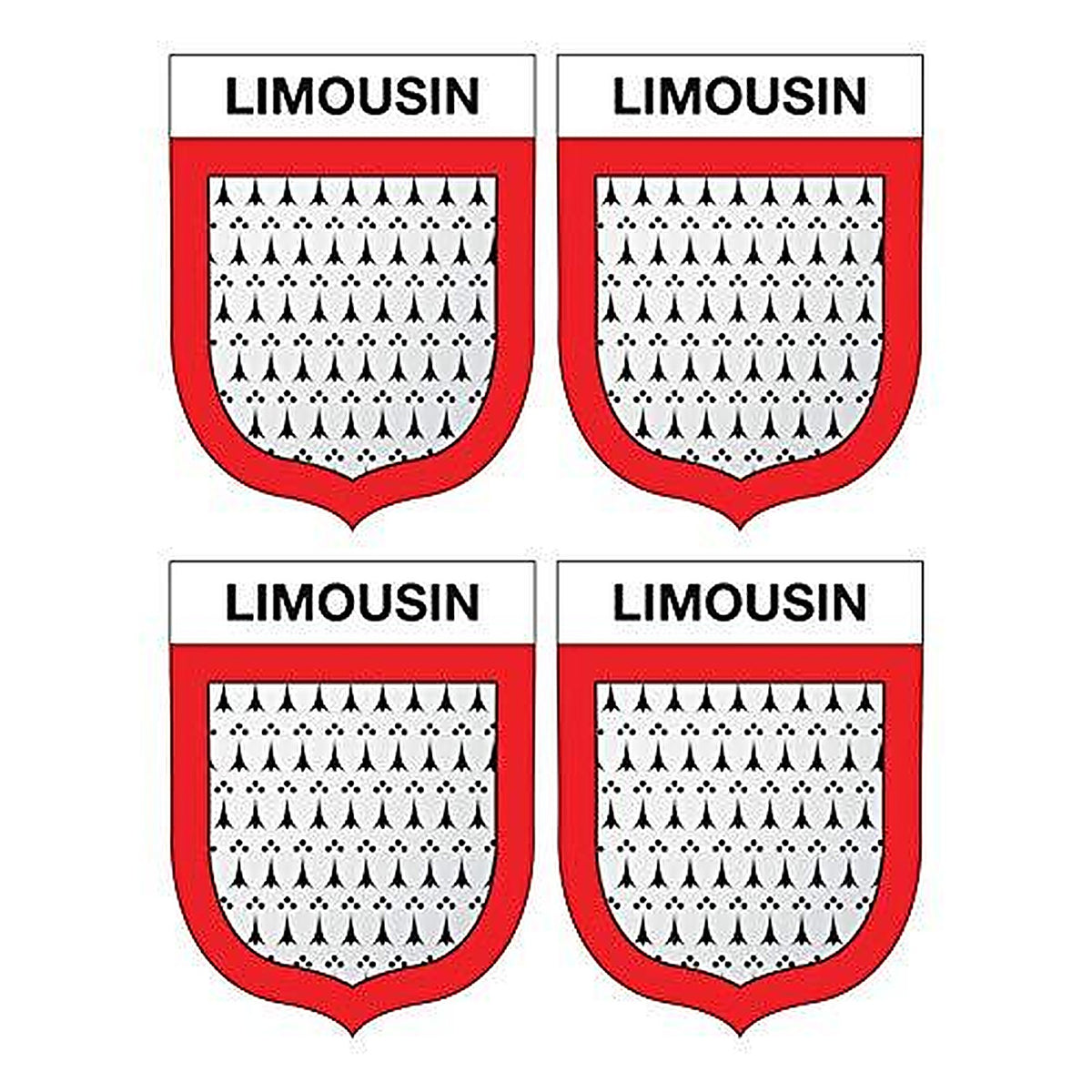 Supstick Lot de 4 Autocollants Stickers Blason de région département Limousin Format 5x4cm