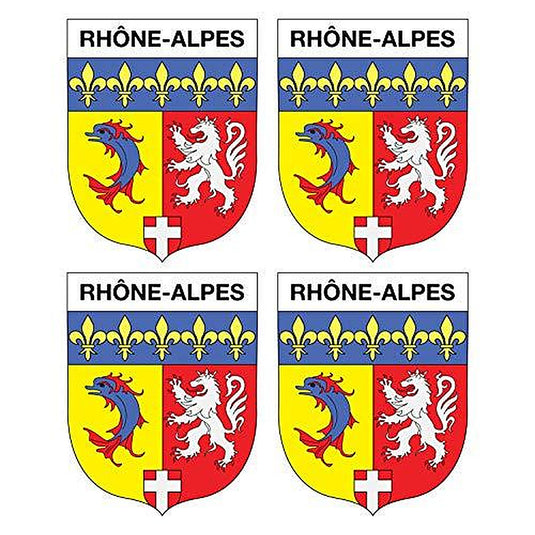 Supstick Lot de 4 Autocollants Stickers Blason de région département Rhône Alpes Format 5x4cm
