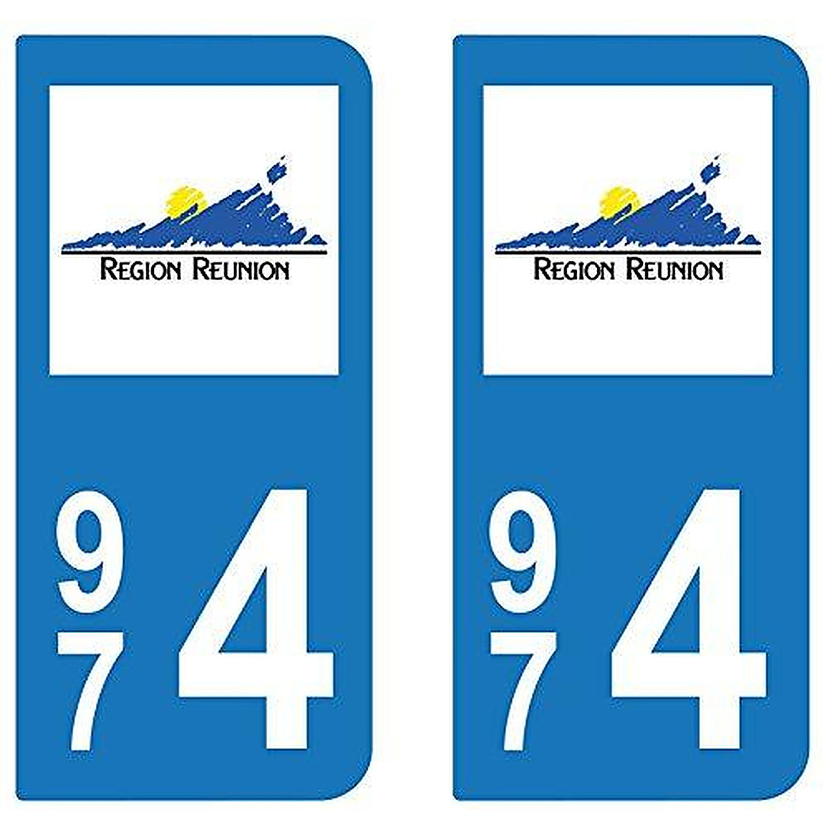 supstick 2 STICKERS AUTOCOLLANT PLAQUE IMMATRICULATION DEPT 974 Région de La Réunion format rectangulaire