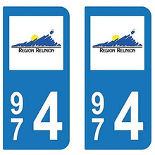 supstick 2 STICKERS AUTOCOLLANT PLAQUE IMMATRICULATION DEPT 974 Région de La Réunion format rectangulaire