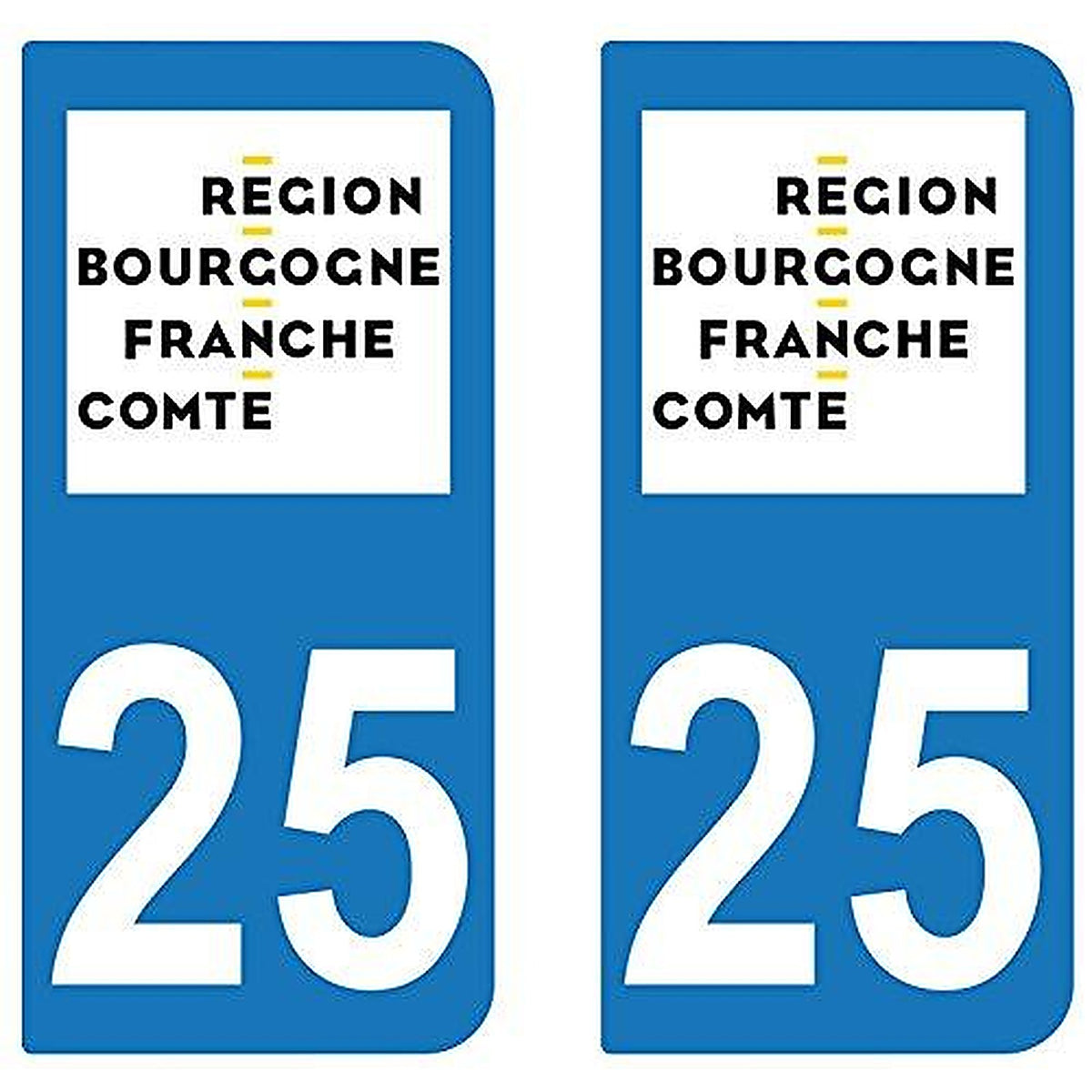 supstick 2 STICKERS AUTOCOLLANT PLAQUE IMMATRICULATION DEPT 25 region Bourgogne-Franche-Comté