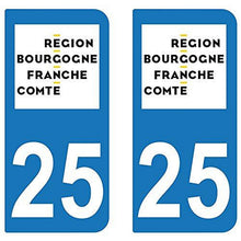 supstick 2 STICKERS AUTOCOLLANT PLAQUE IMMATRICULATION DEPT 25 region Bourgogne-Franche-Comté