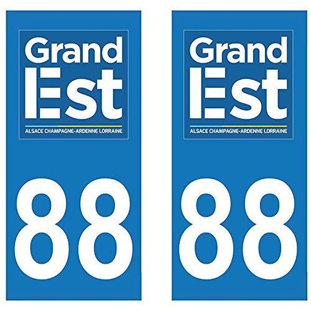supstick 2 STICKERS AUTOCOLLANT PLAQUE IMMATRICULATION DEPT 88 Grand Est format rectangulaire
