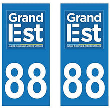 supstick 2 STICKERS AUTOCOLLANT PLAQUE IMMATRICULATION DEPT 88 Grand Est format rectangulaire