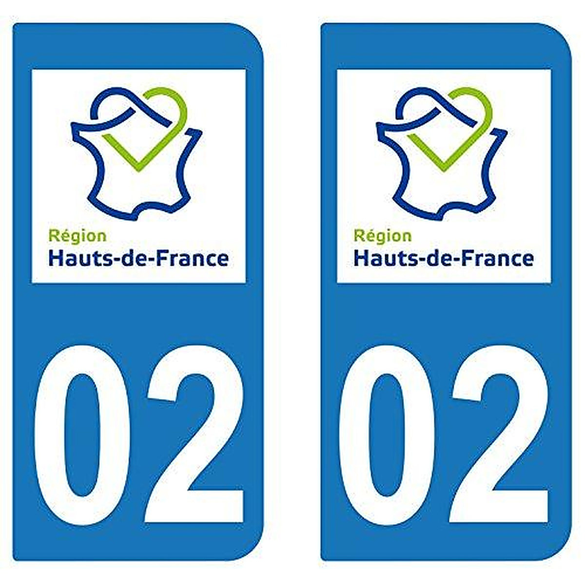 supstick 2 STICKERS AUTOCOLLANT PLAQUE IMMATRICULATION DEPT 02 Hauts de France