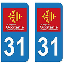 supstick 2 STICKERS AUTOCOLLANT PLAQUE IMMATRICULATION DEPT 31 région Occitanie