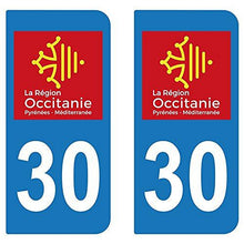 supstick 2 STICKERS AUTOCOLLANT PLAQUE IMMATRICULATION DEPT 30 région Occitanie