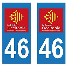 supstick 2 STICKERS AUTOCOLLANT PLAQUE IMMATRICULATION DEPT 46 région Occitanie