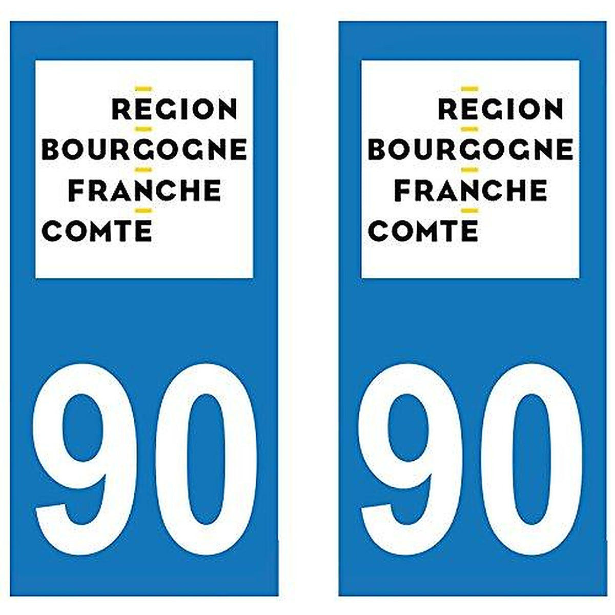 supstick 2 STICKERS AUTOCOLLANT PLAQUE IMMATRICULATION DEPT 90 Bourgogne-Franche-Comté format rectangulaire