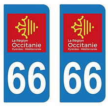 supstick 2 STICKERS AUTOCOLLANT PLAQUE IMMATRICULATION DEPT 66 région Occitanie