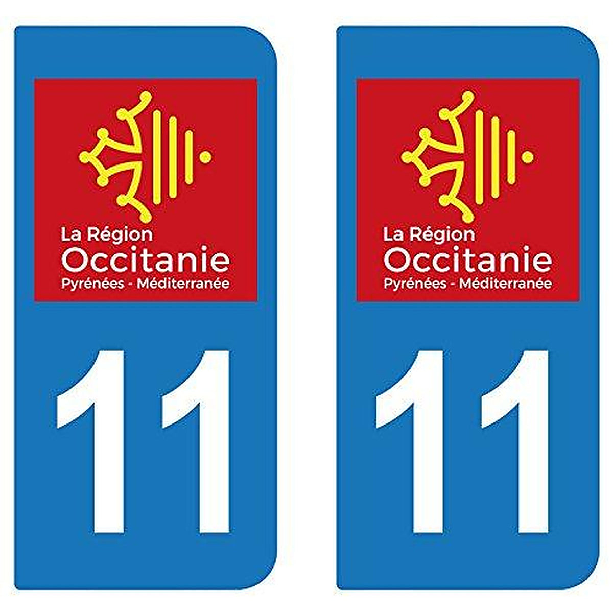 supstick 2 STICKERS AUTOCOLLANT PLAQUE IMMATRICULATION DEPT 11 région Occitanie