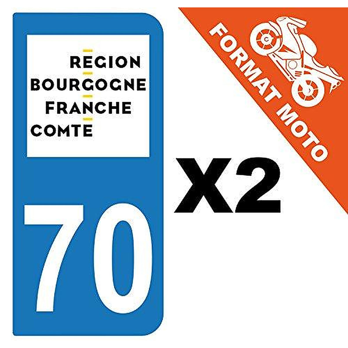 supstick 2 Stickers Autocollant Plaque IMMATRICULATION Moto DEPT 70 Region Bourgogne-Franche-Comté