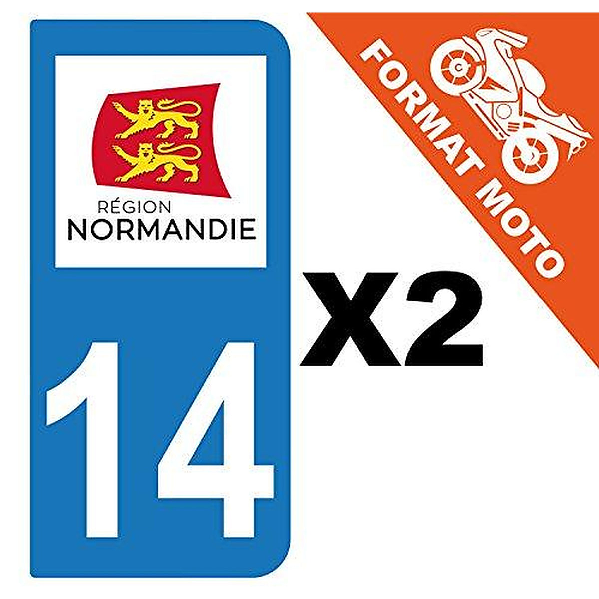 supstick 2 Stickers Autocollant Plaque IMMATRICULATION Moto DEPT 14 Normandie