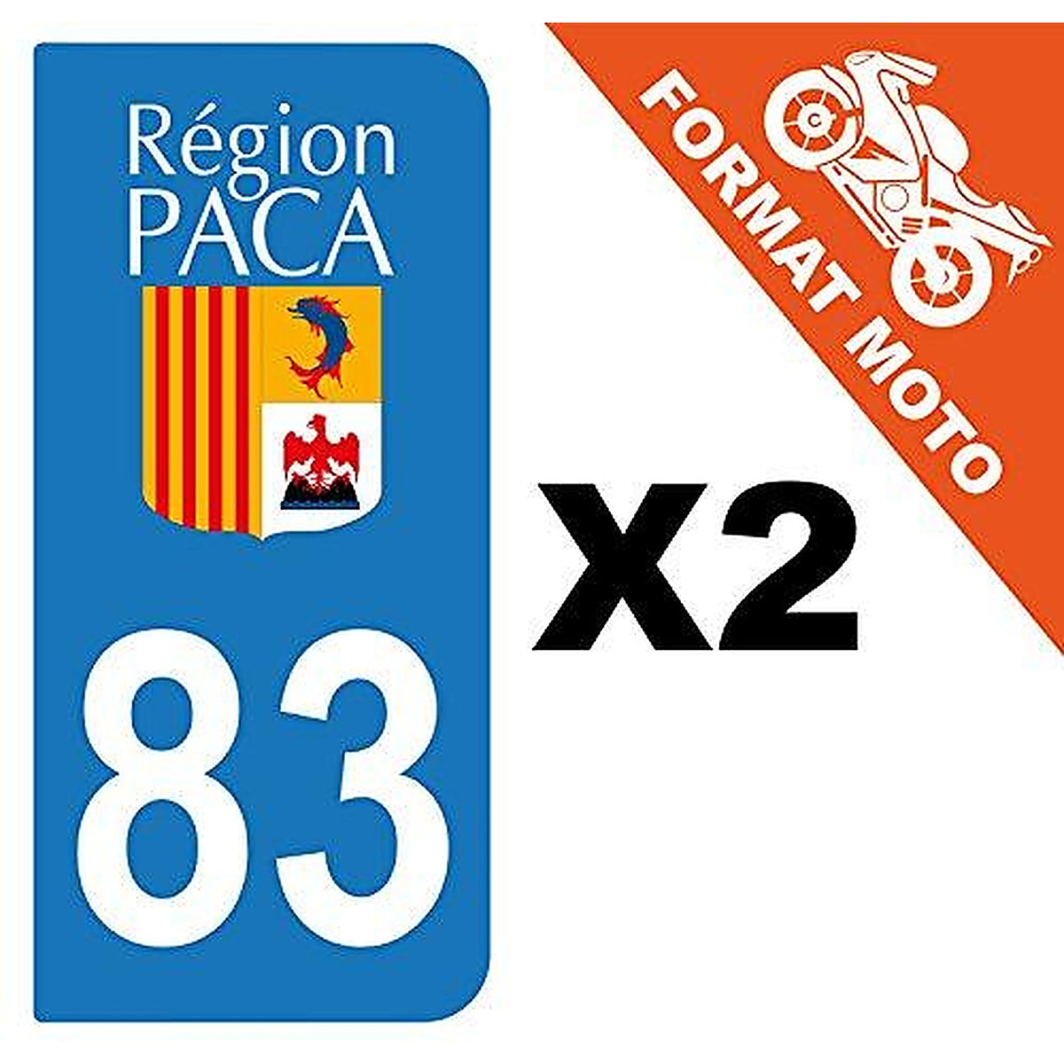 supstick 2 Stickers Autocollant Plaque IMMATRICULATION Moto DEPT 83 Provence-Alpes-Côte d’Azur