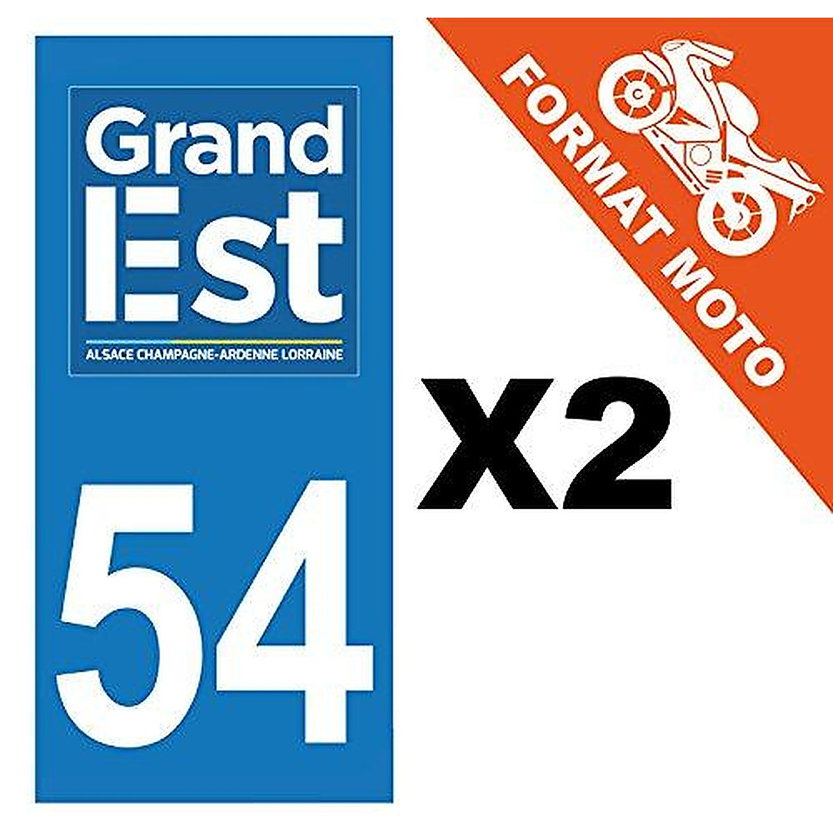 supstick 2 Stickers Autocollant Plaque IMMATRICULATION Moto DEPT 54 Grand Est Format rectangulaire