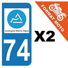supstick 2 Stickers Autocollant Plaque IMMATRICULATION Moto DEPT 74 Auvergne-Rhône-Alpes