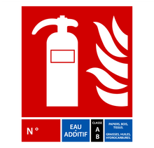 Panneau PVC 3mm 25x40cm Extincteur Eau + Additif Incendie