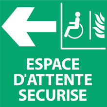 Panneau PVC Diamètre 25x25cm Espace d’attente sécurisé pour handicapés gauche épaisseur 3mm