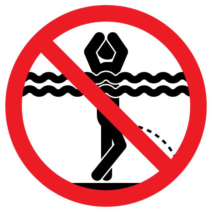 Autocollant Stickers Diamètre 25x25cm Interdit d’uriner dans la piscine
